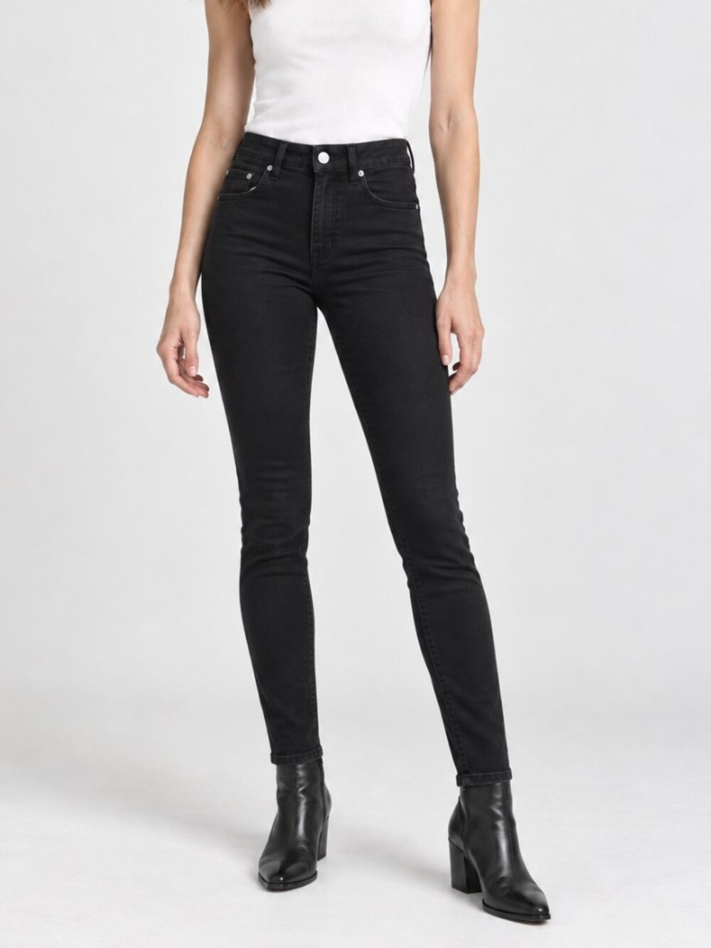 Rag & Bone High Rise Skinny Denim Jean Washed Black Size 29